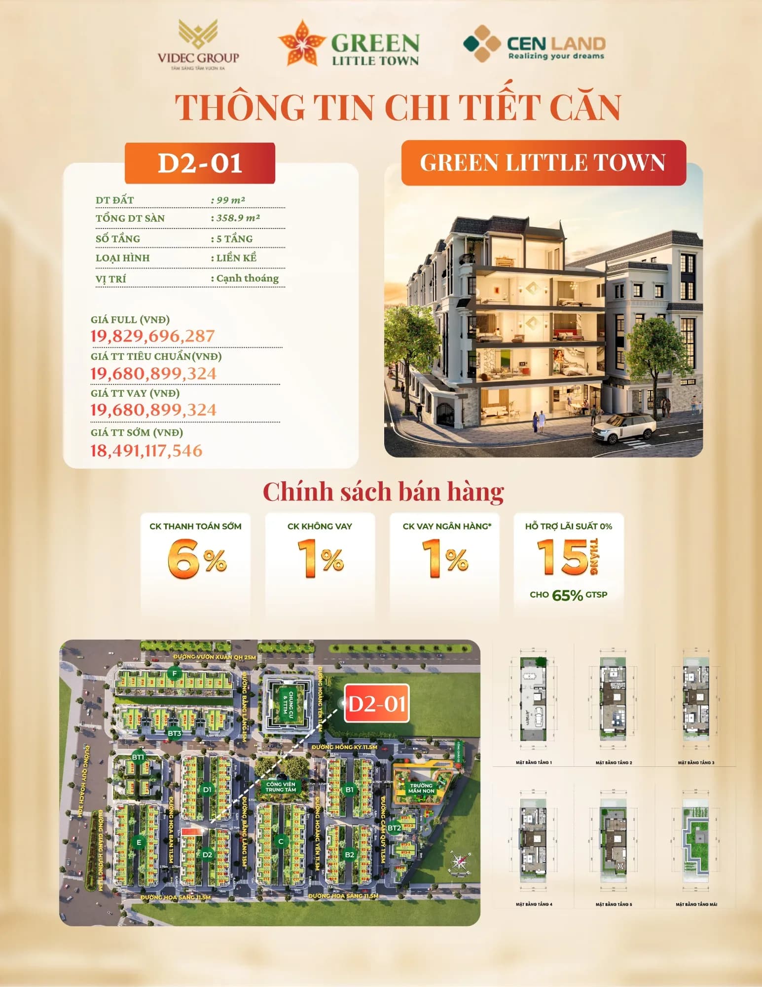 Liền Kề Green Little Town Gia Lâm 99m² Giá Tốt D2-01