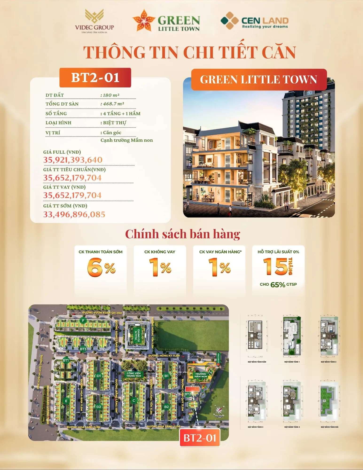 Biệt Thự Green Little Town Gia Lâm 180m² Giá Tốt BT2-01